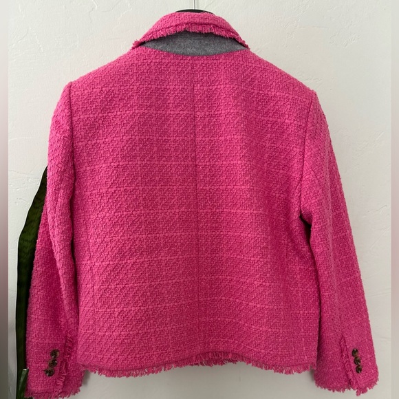 Ann Taylor Bright Barbie Pink- Tweed double breasted blazer - Picture 5 of 5